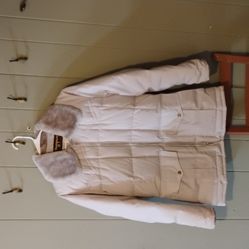 Tempco goose filled women's vintage coat size small light grey made in usa